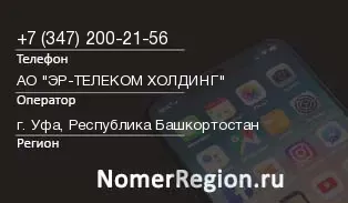 Кто звонил с 3472002156 - регион и оператор